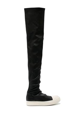 RICK OWENS FW24 PORTERVILLE KNEE HIGH STOCKING SNEAKS IN BLACK/MILK/MILK STRETCH LAMB LEATHER Rick Owens | RP02D3893LS911